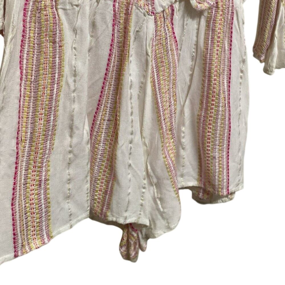 ELAN Textured Metallic Stripe Cover-Up Romper - Picture 6 of 9